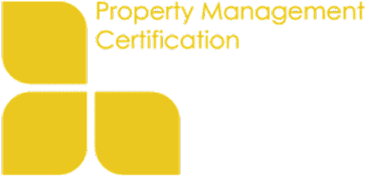 Property Management Certification logo with yellow shapes