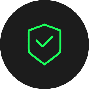 Green shield with checkmark icon