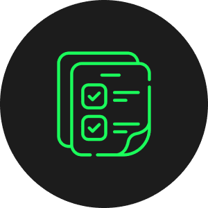 Neon green checklist with checkmarks icon