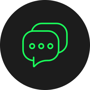 Green chat bubbles icon on dark background