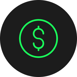 Neon green dollar sign in circular icon