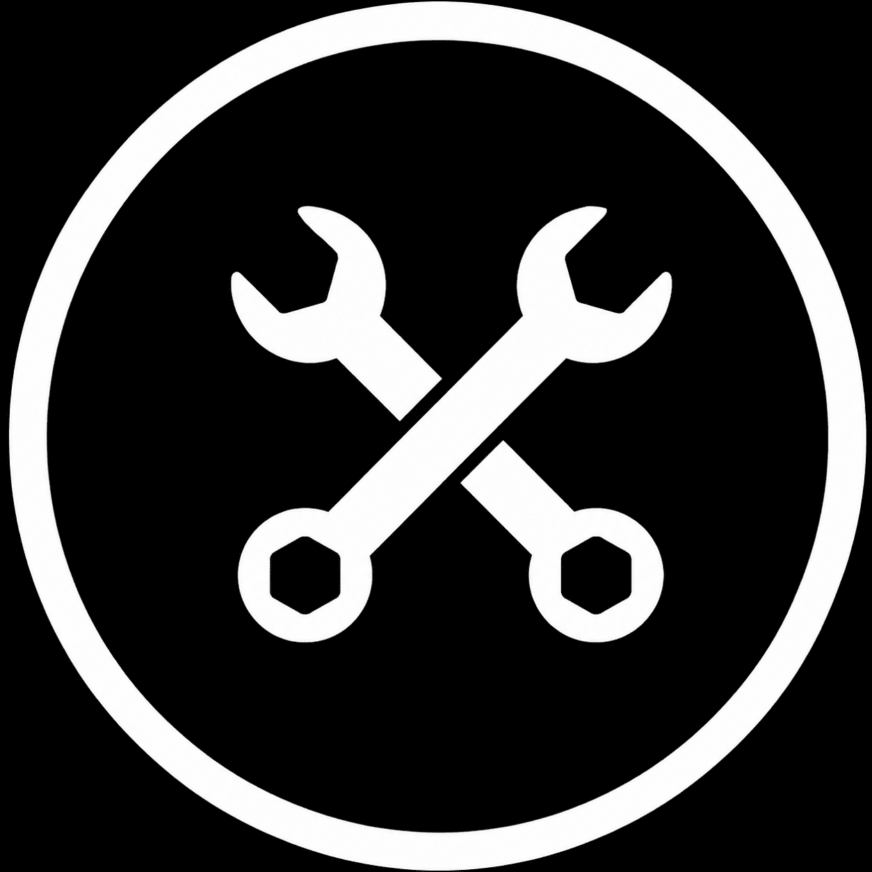 Crossed wrenches repair icon in circle